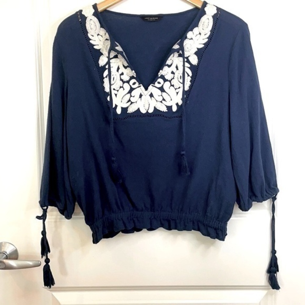 LUCKY BRAND | Women’s Blue & White 3/4 Long Sleeve Shirt Size Medium